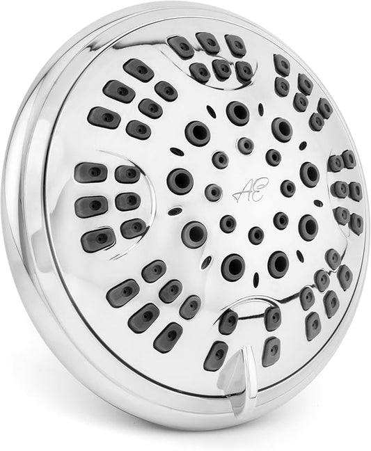 6 Function Adjustable Luxury Shower Head - High Pressure Boosting, Wall Mount, Bathroom Showerhead For Low Flow Showers, 2.5 GPM - Chrome