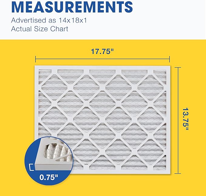 Aerostar 14x18x1 MERV 13 Pleated Air Filter, AC Furnace Air Filter, 4 Pack (Actual Size: 13 3/4" x 17 3/4" x 3/4")