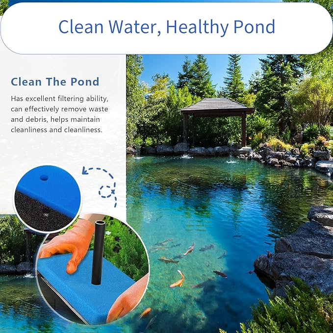 2 Sets Coarse and Fine Pond Filter Pads, Replacement Sponge Filter Media (871980305528) for 52231 & 52229 Filter Boxes, Fits Outdoor Fish Ponds
