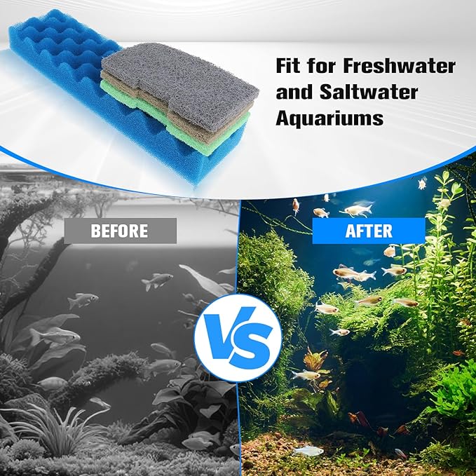 40 Pcs Aquarium Filter Replacement Media for Fluval 406/407 Canister Filter, Fish Tank Filter Pads with Biological Sponge Foam, Ammonia Nitrite Phosphate Remover, Quick-Clear Polishing Pads