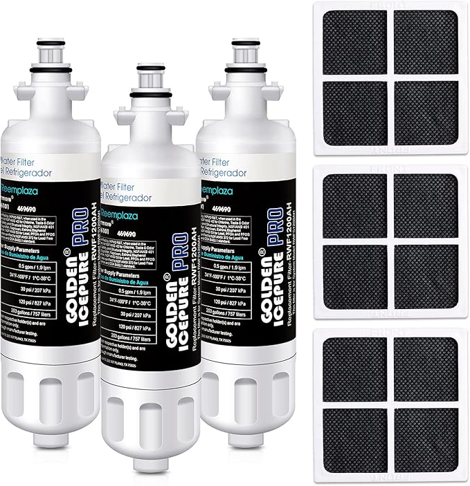 GOLDEN ICEPURE LT700P Replacement for 469690, ADQ36006101, ADQ36006102, LFX31945ST, LFX31925ST, LFX30766S, LFXC24726, LFXS24623, LSFXC2476S RWF1200 and Air Filter LT120F, 3Pack