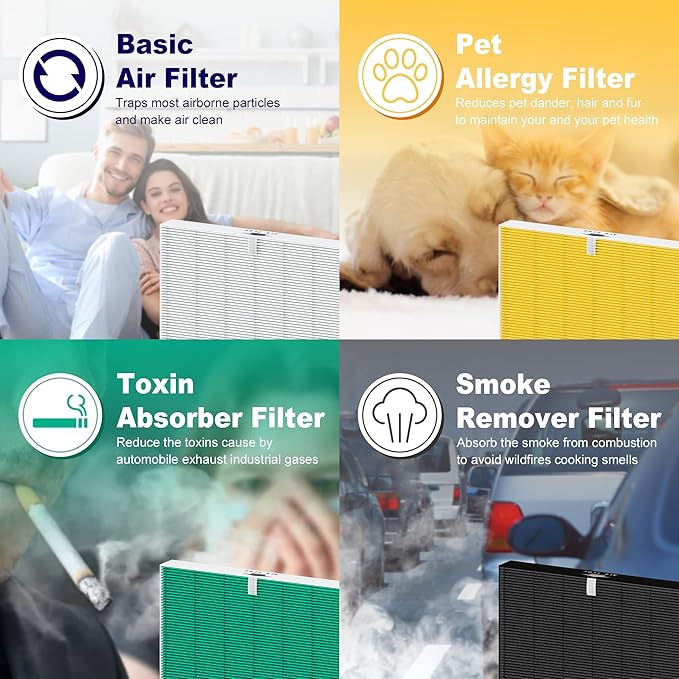 116130 Toxin Absorber Replacement Filter H for Winix 5500-2 AM80 Plasmawave Air Purifier, True HEPA Filter and Activated Carbon Filter Combo Pack, 2 Set, Green