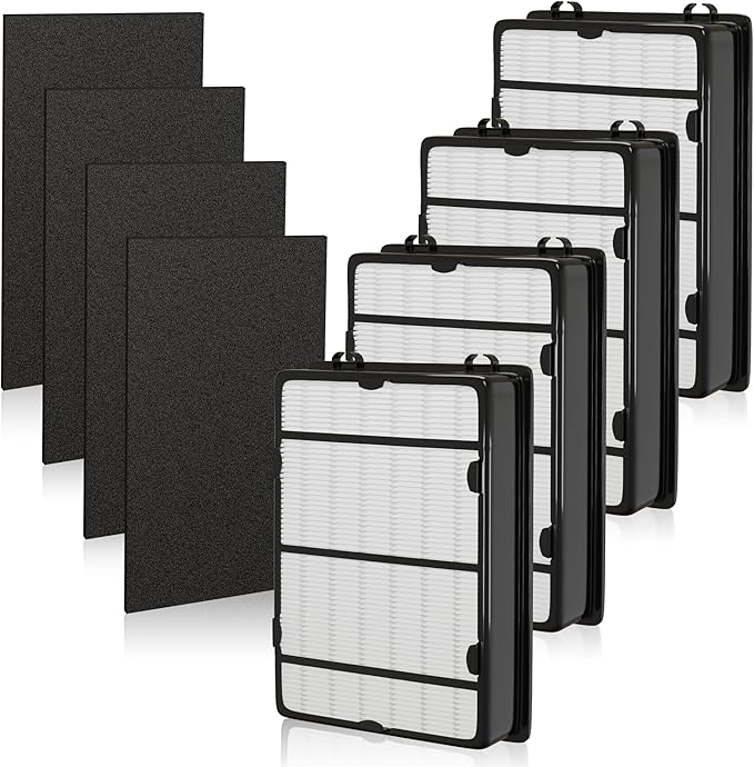 HAPF600 Filter Replacement for Holmes True HEPA Filter B Replace HAPF600D, HAP615, HAP625, HAP650, HAPF600D-U3, HAP725, HAP750, HAP1725 HAP1750, 4 PCS True HEPA Filter and 4 PCS Pre Filter