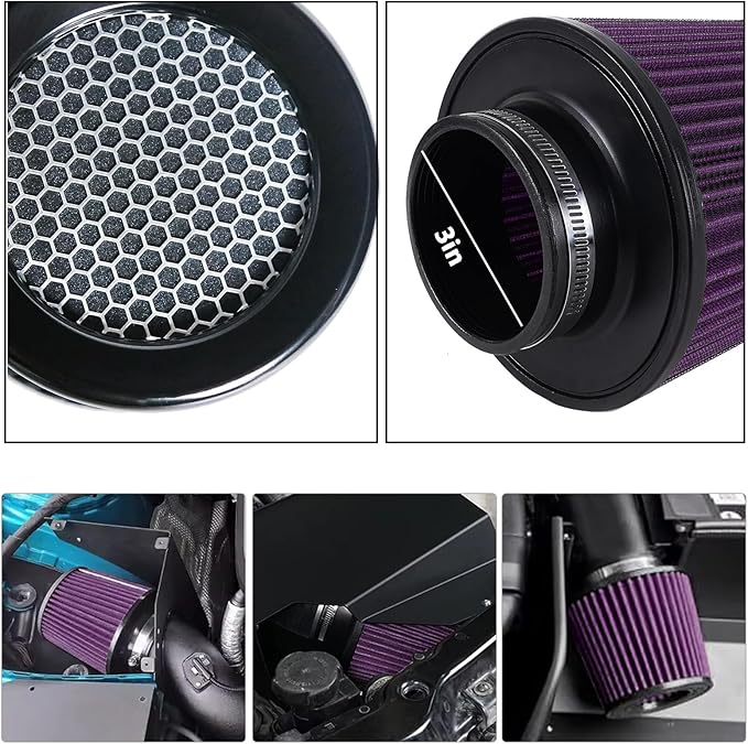muge racing Universal 3 Inch 76mm Air Intake Filter Replacement Cone Air Filters Quality Dry Air Filter