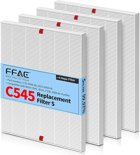 4 Pack C545 HEPA Filter for Winix C545 Air Purifier Compatible with Winix C545 Replacement Filter Type S, H13 Ture HEPA Filter Part No.1712-0096-00