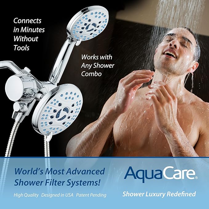 Skin & Hair - World's Most Advanced Shower Filter for Combos with ON/OFF Filtration Modes, Instant Cartridge Reload, Built-in Water Diverter, Stay-Clean Enriched KDF Cartridge/Chrome Finish