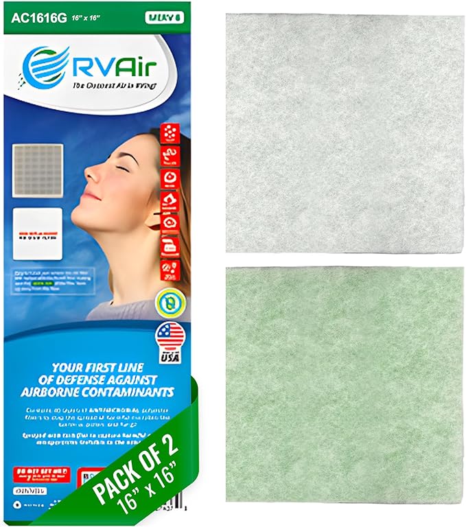 AC Filter - Air Conditioner Replacement Filters - RV Air Cleaner - Camper Accessories for Travel Trailers - Easy to Install Vent Filter -16 x 16 x 0.75 (2 Filters for AC 1616G)