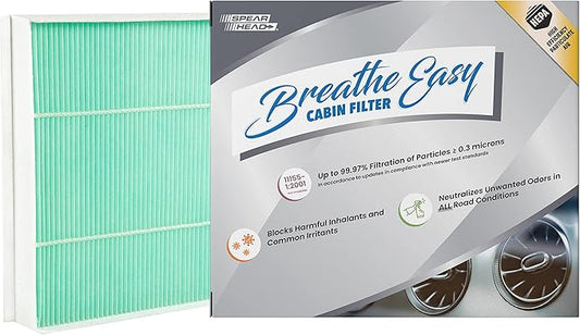 Spearhead HEPA Breathe Easy Cabin Filter, Up to 99.97% Filtration of 0.3 Micron Particles w/No Airflow Reduction (BE-150H)