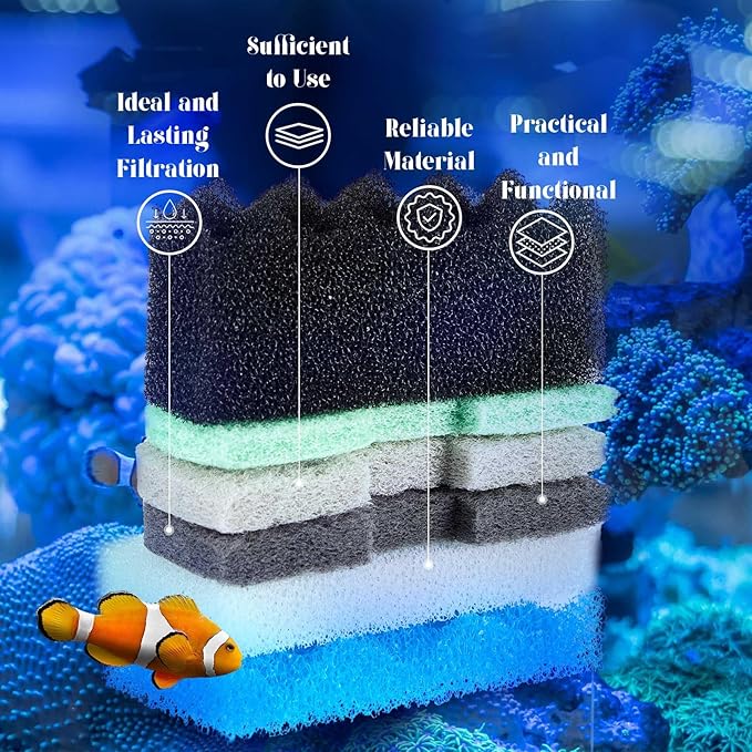 52 Pcs Replacement Filter Media Kit Compatible with Fluval 106/107 Aquarium Filters Include Biological Foams Ammonia Remover Phosphate Pads Nitrite Remover, Towel and Grease