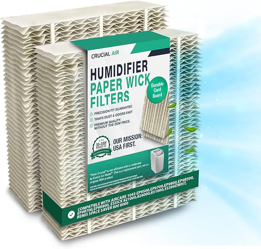 Think Crucial Replacement Humidifier Paper Wick Filters Compatible with Aircare Part # 1043 & Models EP9500,EP9700,EP9800,EP9R500,EP9R700,EP9R800 - Essick: 821000,826000,831000,SS390DWHT - 2 Pack