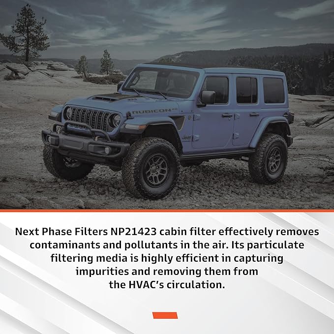 Cabin Air Filter Replacement - Pack of 1 - Made in USA - Compatible with 2018-2023 Jeep Wrangler 2.0L & 3.6L, 2021-2022 6.4L, 2020-2023 Gladiator 3.6L, 2021-2022 3.0L - Replaces O.E. 68301863AA