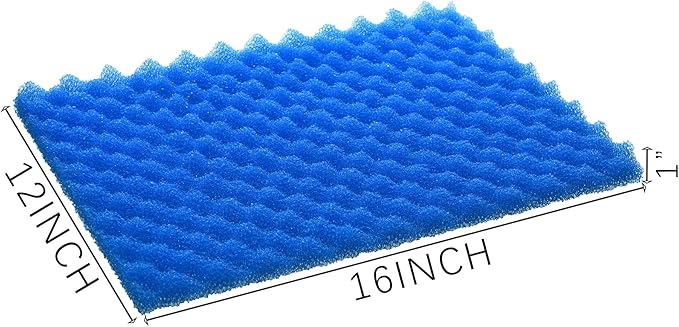 4 Pack Aquarium Filter Media Bio Sponge Pad 16 x 12 x 1 inch, Fish Pond Foam Filter 20/30/40 PPI (Blue 20ppi 4pack)