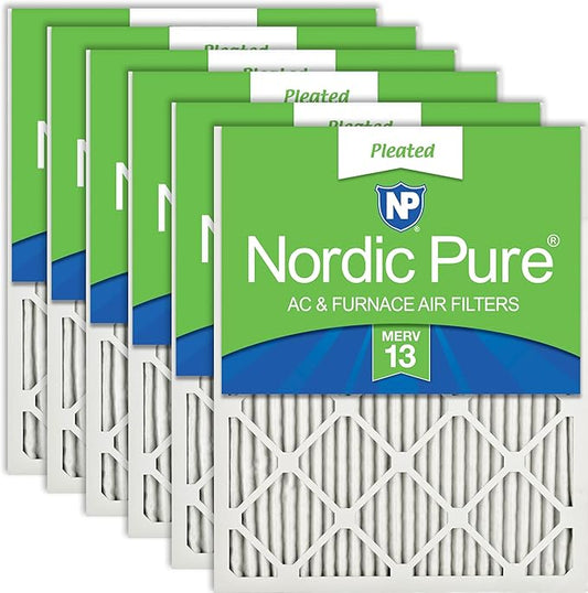 Nordic Pure 12x12x1 (11 3/4 x 11 3/4 x 3/4) Pleated MERV 13 Air Filters 6 Pack