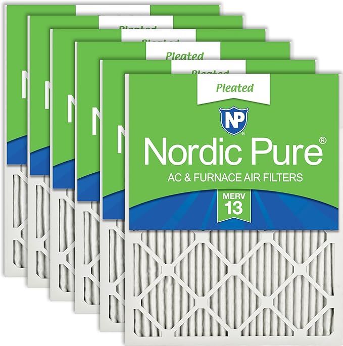 Nordic Pure 16x20x1 (15 1/2 x 19 1/2 x 3/4) Pleated MERV 13 Air Filters 6 Pack