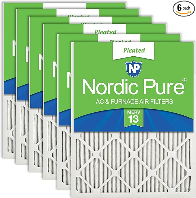 Nordic Pure 18x20x1 (17 1/2 x 19 1/2 x 3/4) Pleated MERV 13 Air Filters 6 Pack