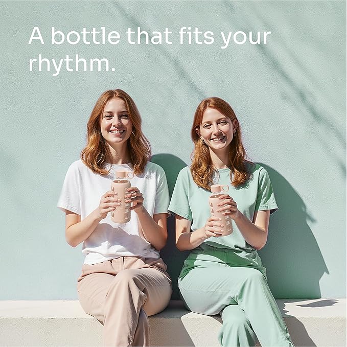 purifyou 40oz / 32oz / 22oz / 12oz Borosilicate Glass Water Bottle with Time & Volume Markers, Silicone Sleeve, Stainless Steel Lid | Reusable Glass Bottle for Water & Juice (22oz Hazelnut)