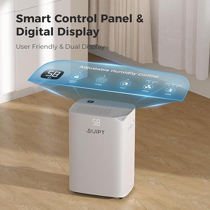 100 Pints Smart Dehumidifier for Basement, 6,000 Sq Ft Dehumidifiers with App-Controlled and 6.56 Feet Drain Hose, Large Dehumidifier with Adjustable Humidity Control, Auto Shutoff, Auto Defrost