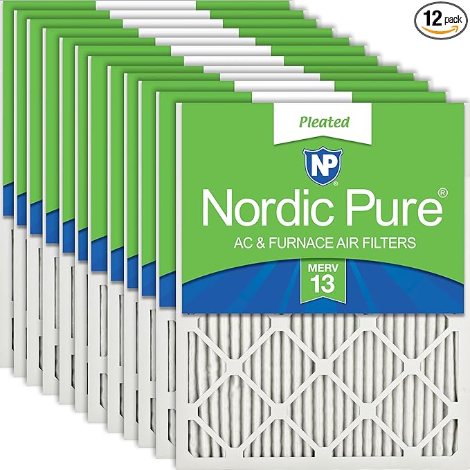 Nordic Pure 18x20x1 (17 1/2 x 19 1/2 x 3/4) Pleated MERV 13 Air Filters 12 Pack