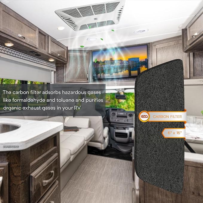 RV Premium Charcoal Activated Carbon Fiber Air Conditioner Filter - Air Duct AC Carbon Filter Replacement for RV AC Vent (4 Pack, 6" x 16")