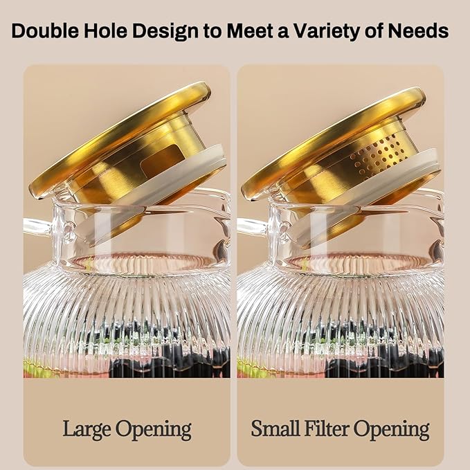 2 Liter 68 Ounces Glass Pitcher with Lid and Spout, Large Vertical Stripes Water Pitcher ribbed Borosilicate Glass Fridge Water Carafe for Cold Brew, Coffee, Lemonade, Sun Tea,Heat Resistant