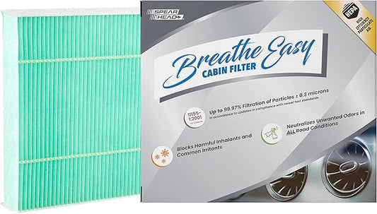 Spearhead HEPA Breathe Easy Cabin Filter, Up to 99.97% Filtration of 0.3 Micron Particles w/No Airflow Reduction (BE-743H)