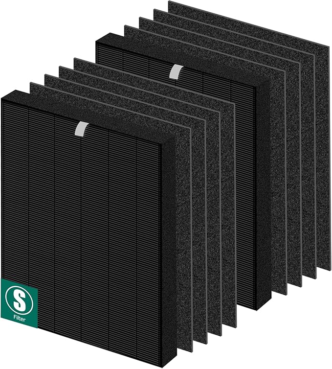 APPLIANCEMATES Upgraded C545 Smoke Replacement Filter S for Winix C545 Air Purifier, 2 True HEPA Filter + 8 Activated Carbon Filters (Black)