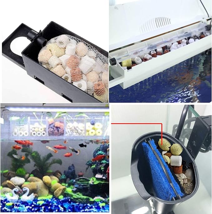 Aquarium Filter Mixed Ceramic Balls Media, Fish Tank Water Filtration Pond Filter Ceramic Rings Volcanic Rock for Water Quality Improve, PH Adjust