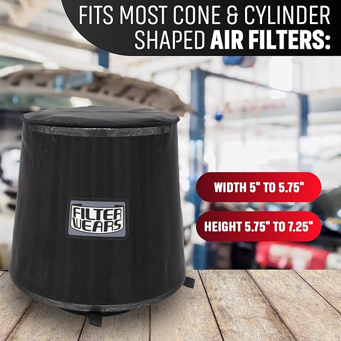 FILTERWEARS F154K Universal Water Repellent Cold Air Intake Pre-Filter - Large