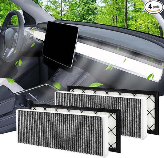 4pcs Air Filter Compatible with Tesla Model Y Cabin Air Filter HEPA Air Intake Filter Replacement with Activated Carbon for 2019-2026 Model Y Accessories Fit Model Y 2025 Refresh