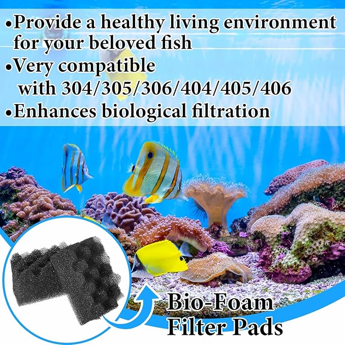 Maxcheck 20 Pcs Foam Filters Media Pads Compatible with Fluval 304/305/ 306/404/ 405/406 Foam Filter Media Replacements Sponges for Aquarium Canister Accessories
