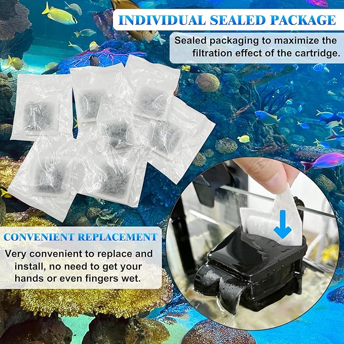 12 Pack Replacement Filter Cartridges XS for Tetra Whisper Extra Small Fish Tanks Filter; Refilled Filter Cartridges XS for Aquarium Kits Less 3 Gallons