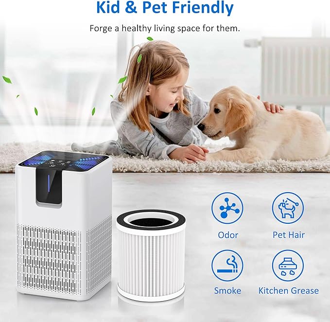 B-D02L Replacement Filter Compatible with MOOKA B-D02L/M05, VEWIOR B-D02U, KOIOS B-D02L, Tailulu D10 Air Purifier, for Home Large Room up to 1076 ft², 3 Pack