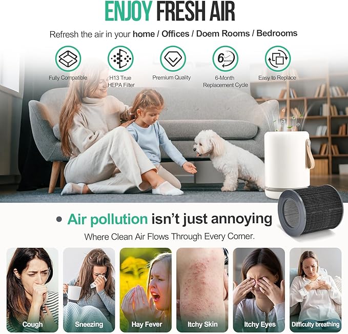 1 Pack Air Mini Replacement Filter Compatible with Molekule PECO-HEPA Tri-Power Air Mini & Air Mini+ Air Purifiers, 3-in-1 High-Efficiency True HEPA Replacement Filter (Green, 1 Pack)