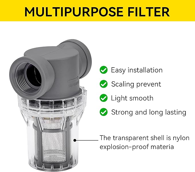 1'' Female NPT in-Line Strainer - Garden Hose Filter for High Pressure Washer, Sediment Filter with 30 Mesh Stainless Steel Screen (1'' 30 Mesh)