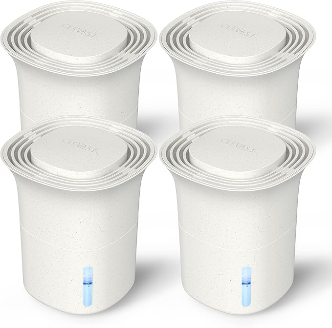 CLEVAST Refillable Moisture Absorber Bucket, 12.5 oz, 4 Pack, Refills Cups Humidity Absorbers for Closet, Reusable Dehumidifier Box Removes Moisture, Damp and Humidity for Wardrobes, Bathrooms