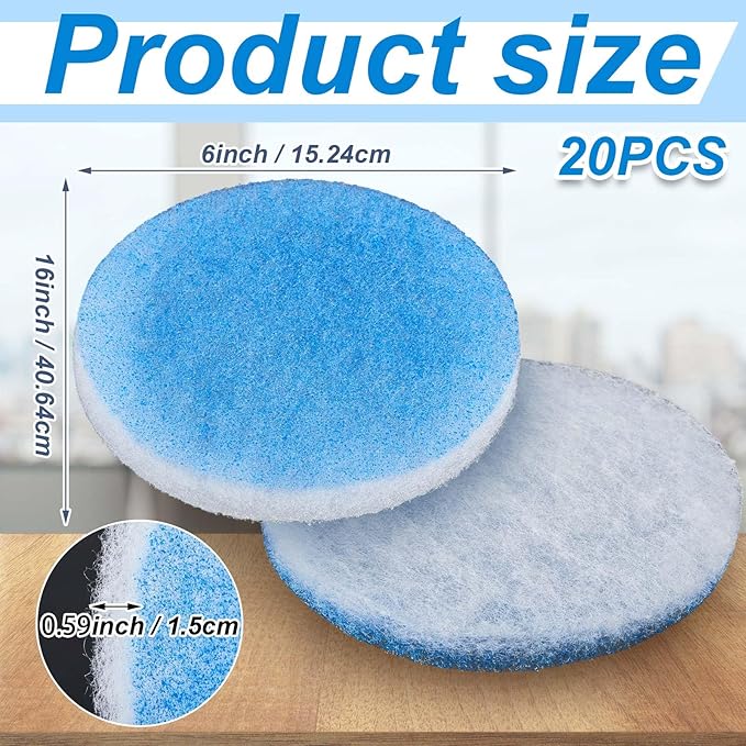 Layhit 20 Pcs Rv 5.25" Round Air Conditioner Filter Foam Air Duct Ac Filter Replacement Vent Filters for Camper Car Parts, Blue and White