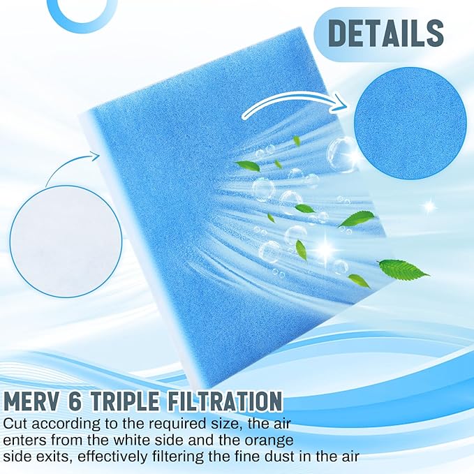 4 Pcs Filters Replacement Pads 10.5 x 10.5 Inches Replacement Filter Pads (Blue White)