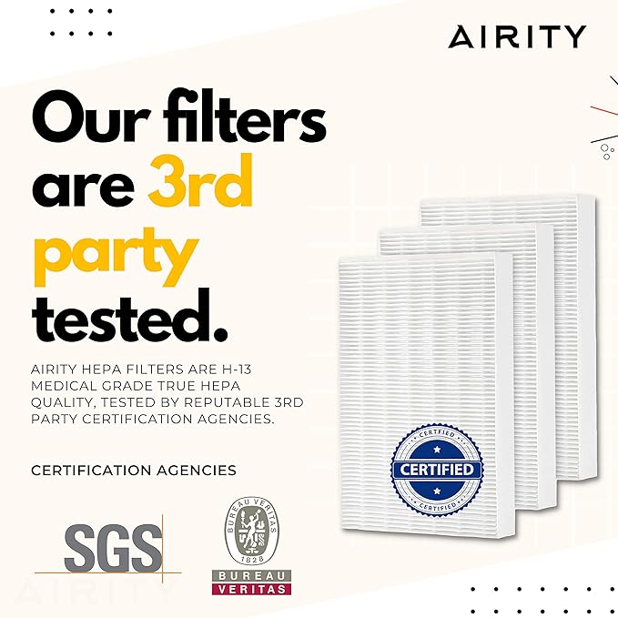 HPA300 HEPA Filter Replacement Compatible with Honeywell Air Purifiers by Airity | Honeywell Air Purifier Filter Replacement Compatible for Honeywell R Filter | Honeywell HPA300 Replacement Filters (6