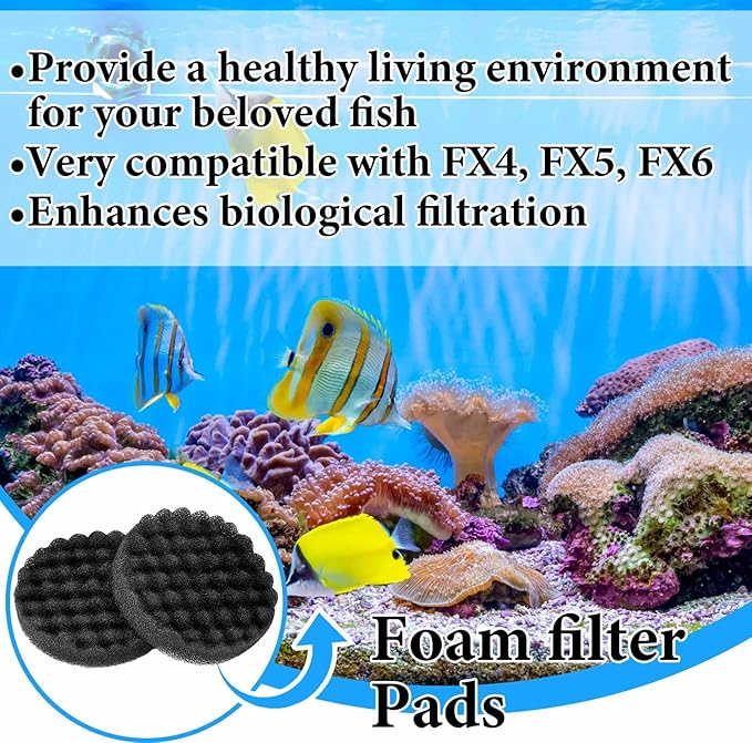 Uiifan 20 Pieces Bio Sponge Foam Pads Compatible with Fluval Fx4/ Fx5/ Fx6 Aquarium Filter Replacement Foam Pads Canister Filter Media Sponge Aquarium Accessories, 6.69 x 6.69 x 1.57 Inch, Black