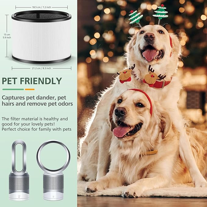 isinlive HP01 HP02 HEPA Filter Replacement Compatible with Dyson HP01 HP02 DP01 DP02 Desk Purifiers, Replaces Part # 968125-03, Fit for Dyson Pure Hot Cool Link Air Purifier Filter 2 Pack, Black