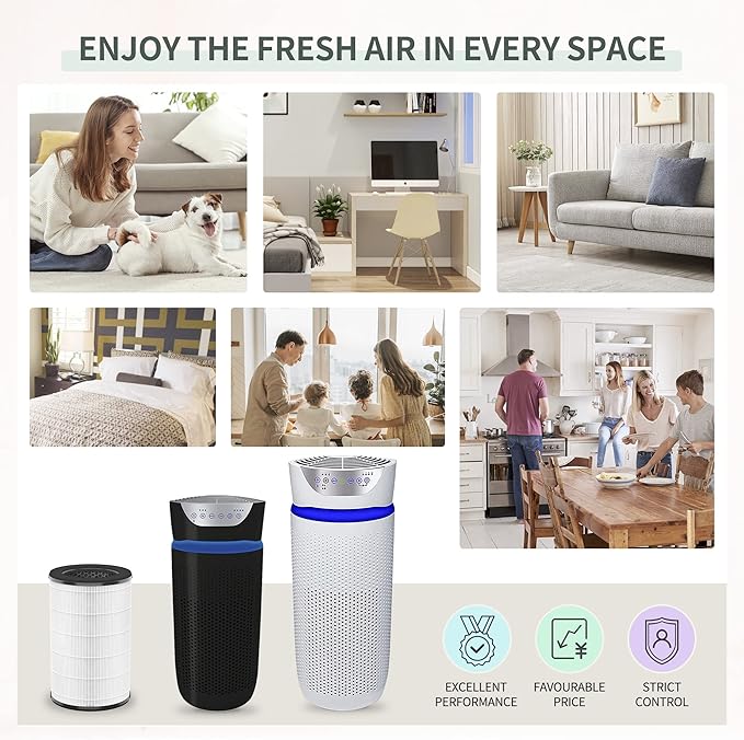 AP-T40FL Replacement Filter Compatible with1461901 HoMedics Air Pu-rifier Filter Replacement AP-T40 AP-T40WT AP-T45 AP-T45WT AP-T40WTAR w/Premium H13 True HEPA and Efficient Activated Carbon, 3-Pack