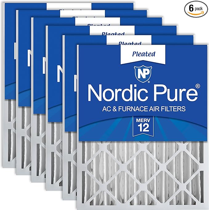 Nordic Pure 16x25x4 (15_1/2 x 24_1/2 x 3_5/8) Pleated MERV 12 Air Filters 6 Pack