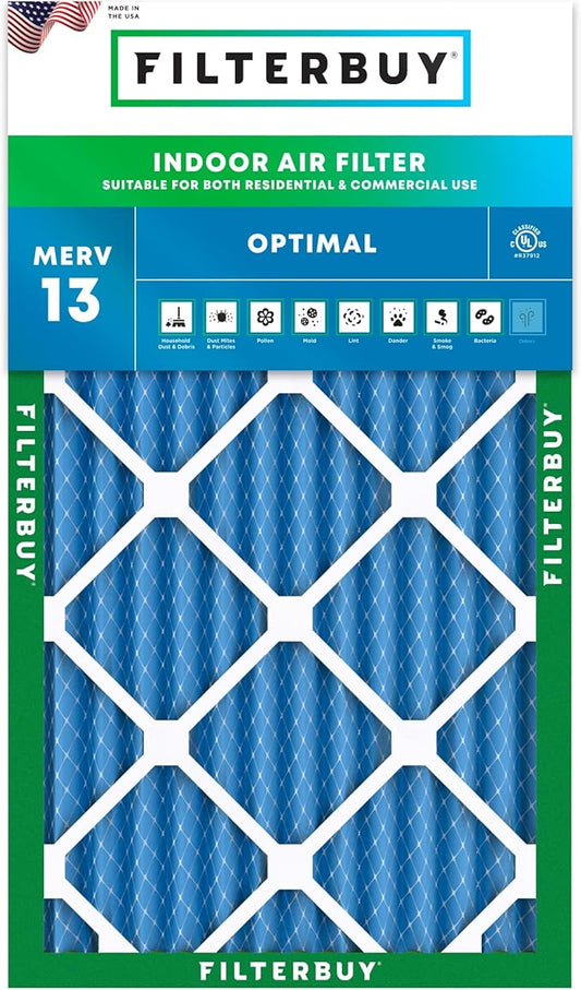 Filterbuy 14x25x2 Air Filter MERV 13 (MPR 1900) Health Defense Replacement (1-Pack), Electrostatic Pleated HVAC AC Furnace Filters, Made in USA (Actual Size: 13.50 x 24.50 x 1.75)