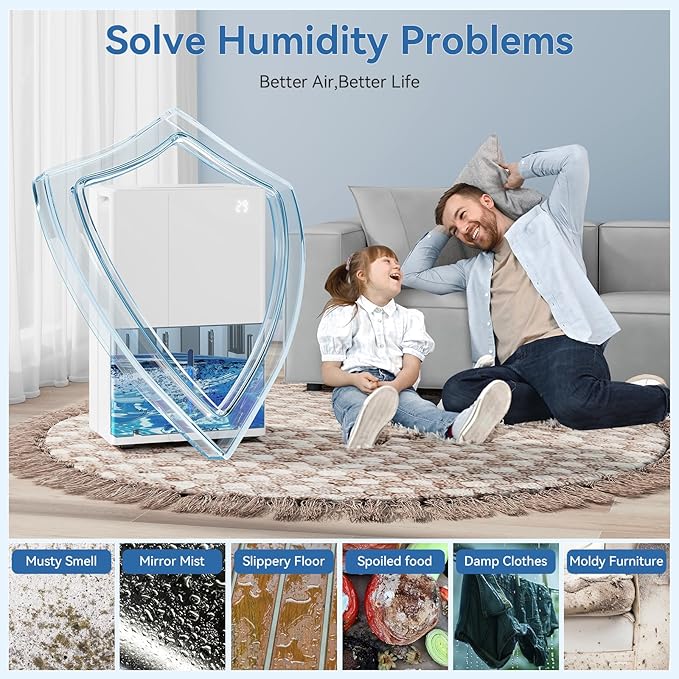 105 Pints Basement Dehumidifier with Pump for Space up to 5000 sq.ft, Large Dehumidifiers with Drain Hose, 1.7 Gal Water Tank, Intelligent Humidity Control, Auto Shutoff, 24H Timer, for Large Room