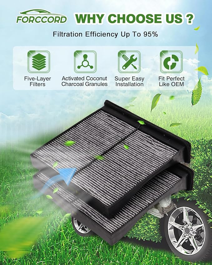 Cabin & Engine Air Filter Fit for Subaru Forester 2009-2018 H4 2.5L, Forester 2014-2018 H4 2.0L Activated Carbon Cabin Filter Replacement CF10930 16546AA090 Car Accessories