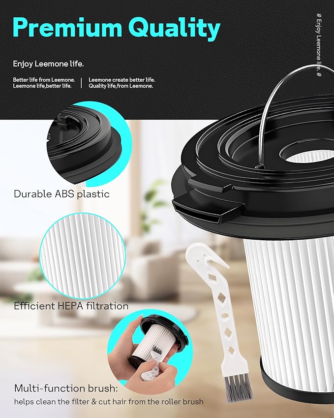 Leemone Filter Replacements for Bissell CleanView XR 200W / CleanView XR Pet 300W / Powerlifter Turbo Cordless Stick Vacuum Cleaner 3789, 3789U, 3789X, 3797, 3797V, 3797W, Part 1638010, 4 Pack