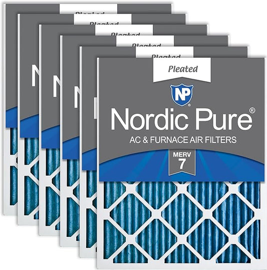 Nordic Pure 20x20x1 (19 1/2 x 19 1/2 x 3/4) Pleated MERV 7 Air Filters 6 Pack