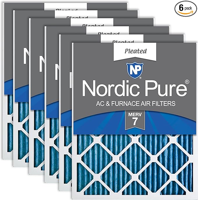 Nordic Pure 18x20x1 (17 1/2 x 19 1/2 x 3/4) Pleated MERV 7 Air Filters 6 Pack