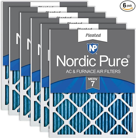 Nordic Pure 18x20x1 (17 1/2 x 19 1/2 x 3/4) Pleated MERV 7 Air Filters 6 Pack