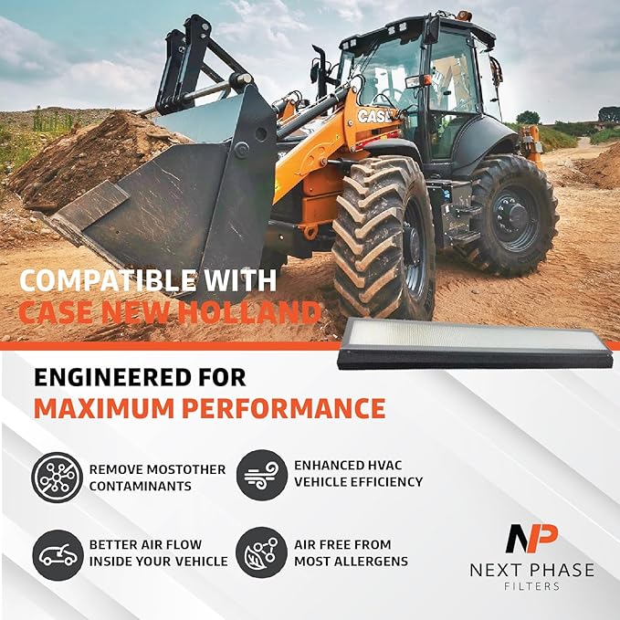 Cabin Filter - Pack of 1 - Compatible with Case New Holland Backhoe Loaders Super Series, Case Combines Axial-Flow & Foragers - Cabin Air Filter Replacement for O.E. 360260A2; Baldwin PA5668; WP10005